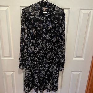 Navy blue floral high low dress